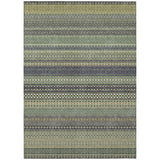 3' X 5' Sage Striped Washable Non Skid Indoor Outdoor Area Rug