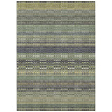 5' X 8' Sage Striped Washable Non Skid Indoor Outdoor Area Rug