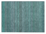 2' X 3' Turquoise Striped Washable Non Skid Indoor Outdoor Area Rug