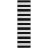 8' Runner Black and White Striped Washable Non Skid Indoor Outdoor Runner Rug
