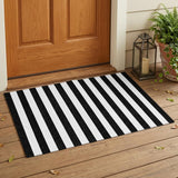 3' X 5' Black and White Striped Washable Non Skid Indoor Outdoor Area Rug