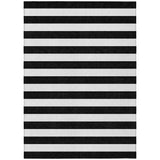 3' X 5' Black and White Striped Washable Non Skid Indoor Outdoor Area Rug