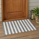 2' X 3' Charcoal Striped Washable Non Skid Indoor Outdoor Area Rug