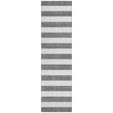 8' Runner Charcoal Striped Washable Non Skid Indoor Outdoor Runner Rug