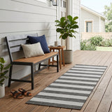 8' Runner Charcoal Striped Washable Non Skid Indoor Outdoor Runner Rug