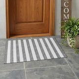 3' X 5' Charcoal Striped Washable Non Skid Indoor Outdoor Area Rug