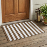 2' X 3' Chocolate Striped Washable Non Skid Indoor Outdoor Area Rug