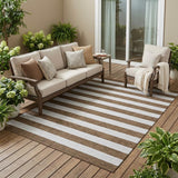 5' X 8' Chocolate Striped Washable Non Skid Indoor Outdoor Area Rug
