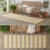 8' Runner Gold Striped Washable Non Skid Indoor Outdoor Runner Rug