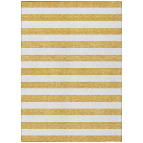 3' X 5' Gold Striped Washable Non Skid Indoor Outdoor Area Rug