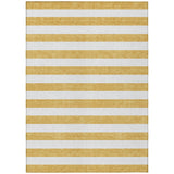8' X 10' Gold Striped Washable Non Skid Indoor Outdoor Area Rug