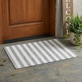 2' X 3' Gray and White Striped Washable Non Skid Indoor Outdoor Area Rug