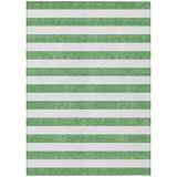 3' X 5' Green and White Striped Washable Indoor Outdoor Area Rug