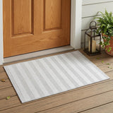 2' X 3' Ivory Striped Washable Indoor Outdoor Area Rug