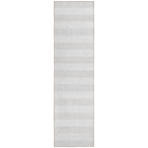 2' X 8' Ivory Striped Washable Indoor Outdoor Runner Rug