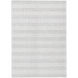 8' X 10' Ivory Striped Washable Indoor Outdoor Area Rug