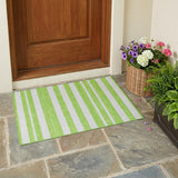 3' X 5' Lime Green and White Striped Washable Indoor Outdoor Area Rug