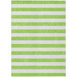 5' X 8' Green and White Striped Washable Non Skid Indoor Outdoor Area Rug