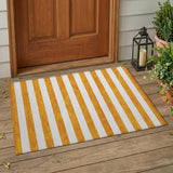 2' X 3' Orange and White Striped Washable Non Skid Indoor Outdoor Area Rug