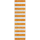 2' X 8' Orange and White Striped Washable Indoor Outdoor Runner Rug