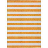 3' X 5' Orange and White Striped Washable Non Skid Indoor Outdoor Area Rug