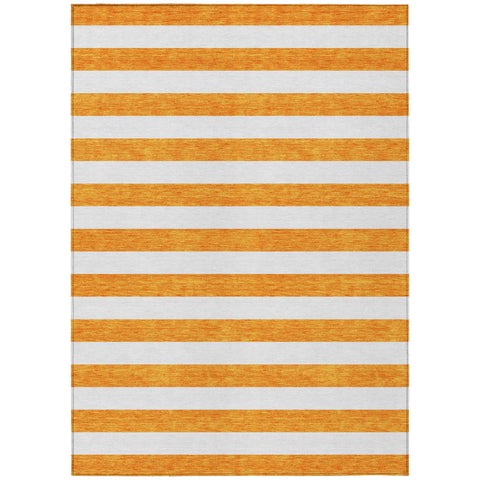3' X 5' Orange and White Striped Washable Non Skid Indoor Outdoor Area Rug