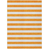 5' X 8' Orange and White Striped Washable Non Skid Indoor Outdoor Area Rug