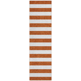 8' Runner Orange Striped Washable Non Skid Indoor Outdoor Runner Rug
