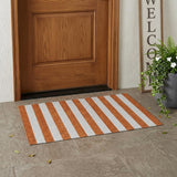 3' X 5' Orange Striped Washable Non Skid Indoor Outdoor Area Rug