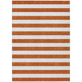 8' X 10' Orange Striped Washable Non Skid Indoor Outdoor Area Rug