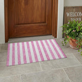 2' X 3' Pink and White Striped Washable Non Skid Indoor Outdoor Area Rug