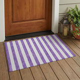 2' X 3' Purple and White Striped Washable Non Skid Indoor Outdoor Area Rug