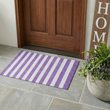 3' X 5' Purple and White Striped Washable Non Skid Indoor Outdoor Area Rug