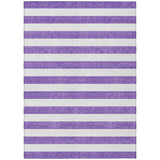 3' X 5' Purple and White Striped Washable Non Skid Indoor Outdoor Area Rug