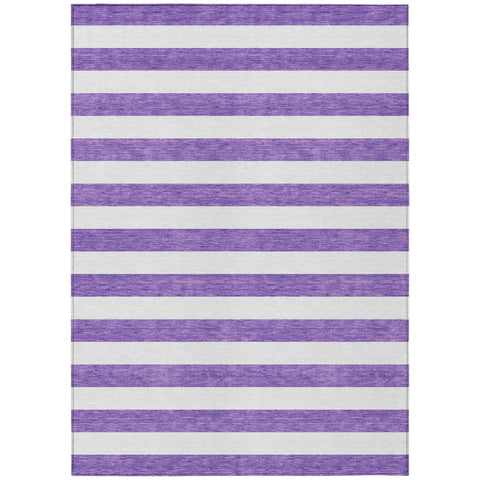 3' X 5' Purple and White Striped Washable Non Skid Indoor Outdoor Area Rug