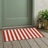 2' X 3' Red and White Striped Washable Non Skid Indoor Outdoor Area Rug