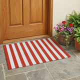 3' X 5' Red and White Striped Washable Non Skid Indoor Outdoor Area Rug