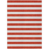 3' X 5' Red and White Striped Washable Non Skid Indoor Outdoor Area Rug