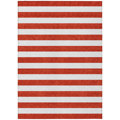 3' X 5' Red and White Striped Washable Non Skid Indoor Outdoor Area Rug