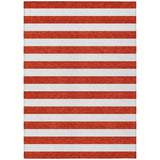 5' X 8' Red and White Striped Washable Non Skid Indoor Outdoor Area Rug