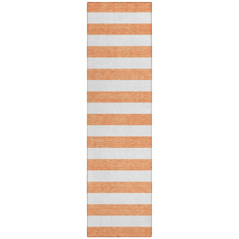 2' X 8' Salmon Striped Washable Indoor Outdoor Runner Rug