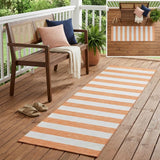 2' X 8' Salmon Striped Washable Indoor Outdoor Runner Rug