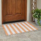 3' X 5' Salmon Striped Washable Non Skid Indoor Outdoor Area Rug