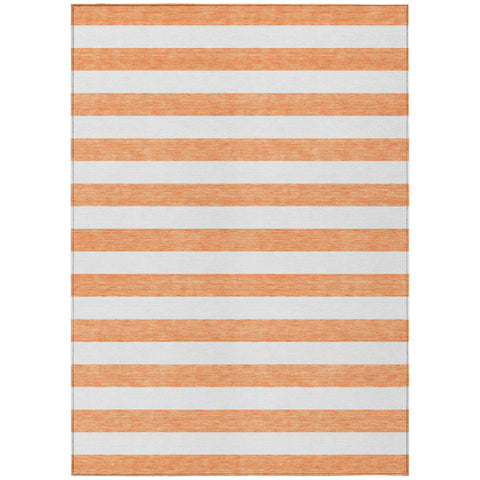 3' X 5' Salmon Striped Washable Non Skid Indoor Outdoor Area Rug