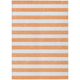 5' X 8' Salmon Striped Washable Non Skid Indoor Outdoor Area Rug
