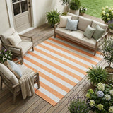 8' X 10' Salmon Striped Washable Non Skid Indoor Outdoor Area Rug
