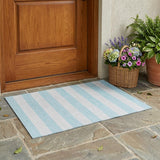 3' X 5' Sky Blue Striped Washable Non Skid Indoor Outdoor Area Rug
