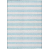 3' X 5' Sky Blue Striped Washable Non Skid Indoor Outdoor Area Rug