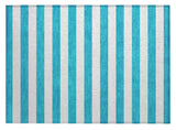 2' X 3' Teal Striped Washable Non Skid Indoor Outdoor Area Rug