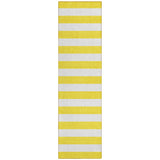 2' X 8' Yellow and White Striped Washable Indoor Outdoor Runner Rug